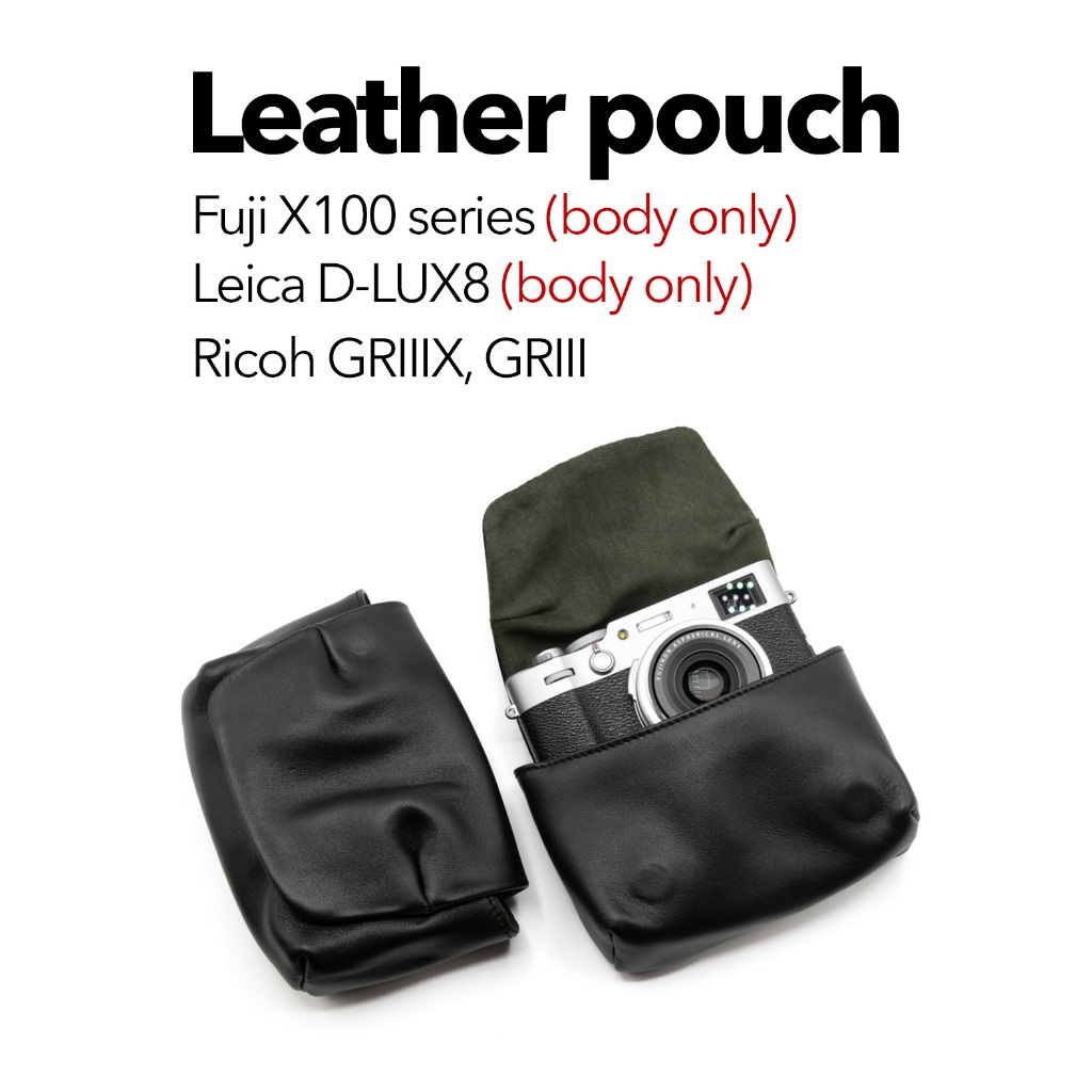 ซองหนัง Fuji X100VI Fuji X-Half Leica D-LUX8 Ricoh GRIIIX GRIII Leica Minilux Pouch หนังแท้ MeKee La