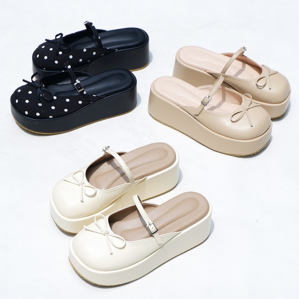 ALIN รองเท้าส้นตึกหัวปิด สูง 2 นิ้ว น้ำหนักเบามากกก พื้นนิ่มสุดๆแต่งโบว์น่ารักมาก ไอโก๊ะ - รูปที่ 5