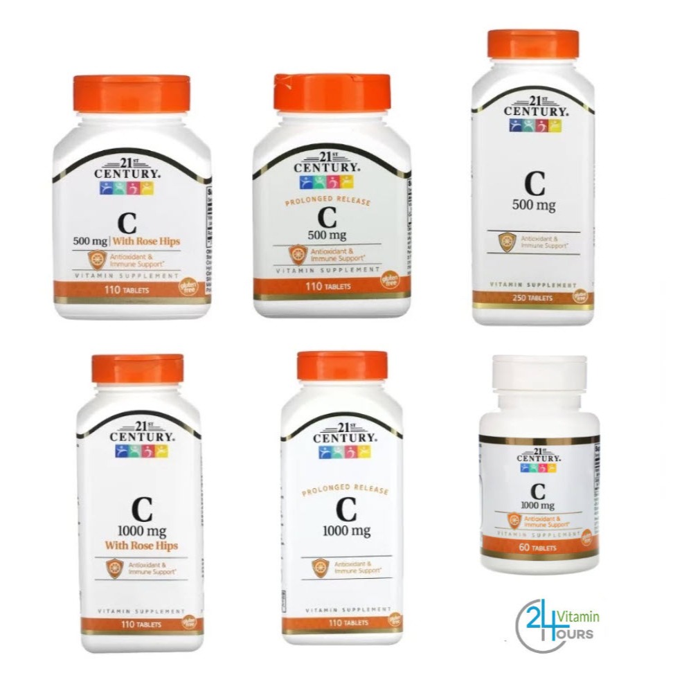 [ พร้อมส่ง] ขวดเล็ก / ใหญ่ 21st Century  Vitamin C  500 / 1,000 mg  - วิตามิน ซี เสริมภูมิต้านทาน