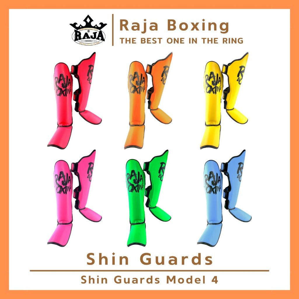 สนับแข้ง สนับแข้งมวยไทย อุปกรณ์ซ้อมมวย RAJA  BOXING Shin Guards Model 4 (หนังไมโครไฟเบอร์ 100%)