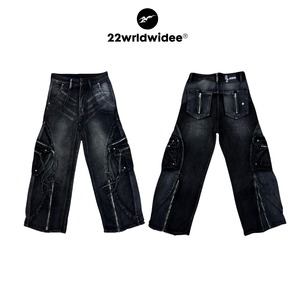 (🔥จัดส่งด่วน 1 วัน!)  OC033"22 Midnight Darklord Jeans"กางเกงยีนส์คาร์โก้new collection ตัวขายดีคุณภ
