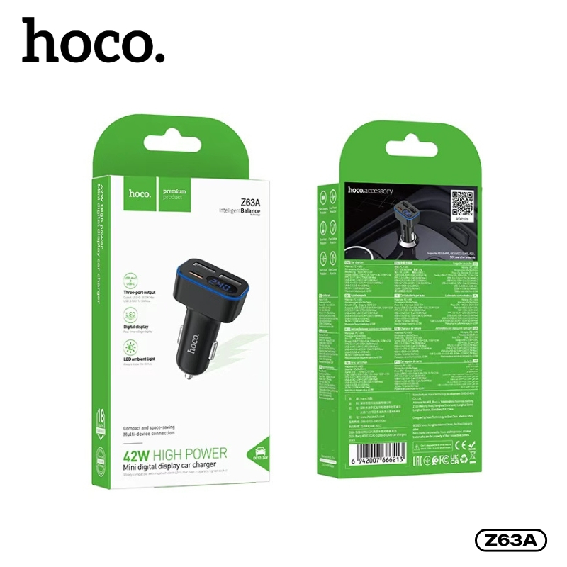 หัวชาร์จแบตในรถยนต์ HOCO Z63A 3 พอร์ตชาร์จ หน้าจอดิจิตอล แสดงแรงดันไฟฟ้าแบบเรียลไทม์ ขนาดกระทัดรัด พกพาสะดวก - รูปที่ 7