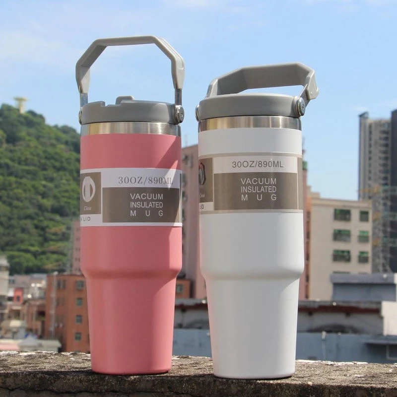 แก้วเก็บความเย็น 890ML 30oz รุ่นมีหูหิ้วมีหลอด เก็บอุณหภูมิร้อน-เย็น สแตนเลส พร้อมหลอด แก้วเยติ กระติ๊ก thumbnail 8