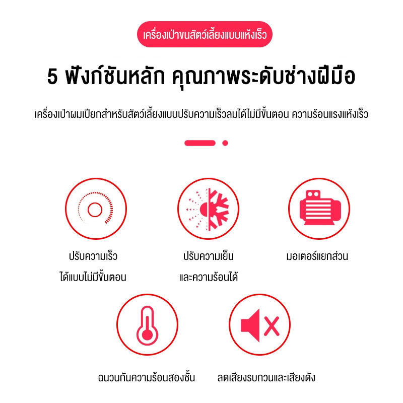 2800W ไดร์เป่าขน  รุ่นใหม่ ไดร์ขนสุนัข ไดร์เป่าขนแมว เครื่องเป่าขน ไดร์ไล่น้ำ ไดร์ขนสุนัข ไดร์เป่าขนหมา เครื่องเป่าขน - รูปที่ 2