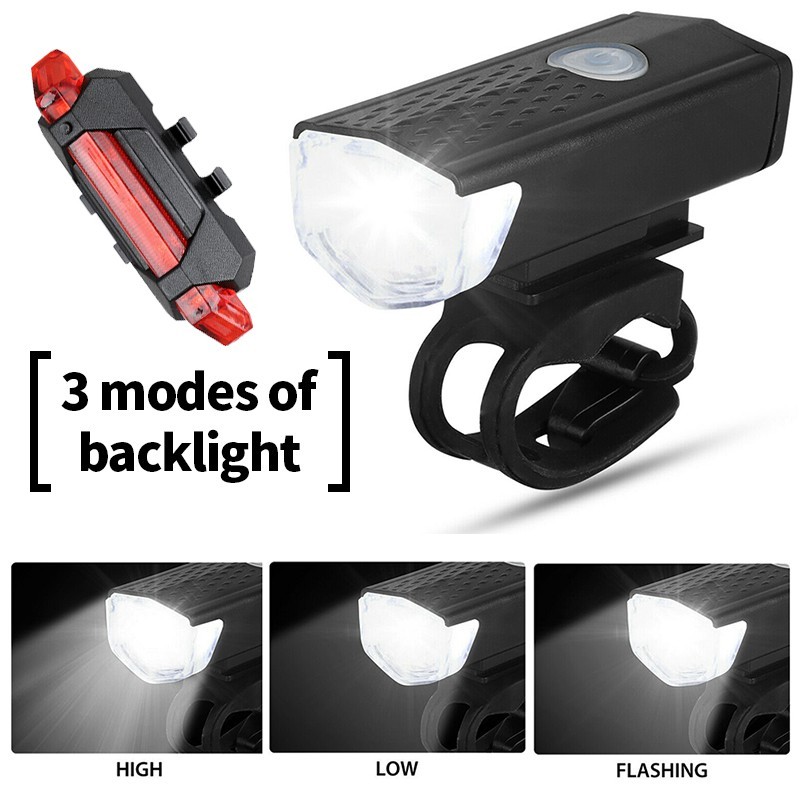 1ชุด ไฟจักรยาน led ชุดไฟจักรยาน หลัง+ไฟหน้า กันน้ำ ชาร์จไฟusb ไฟท้ายจักรยาน