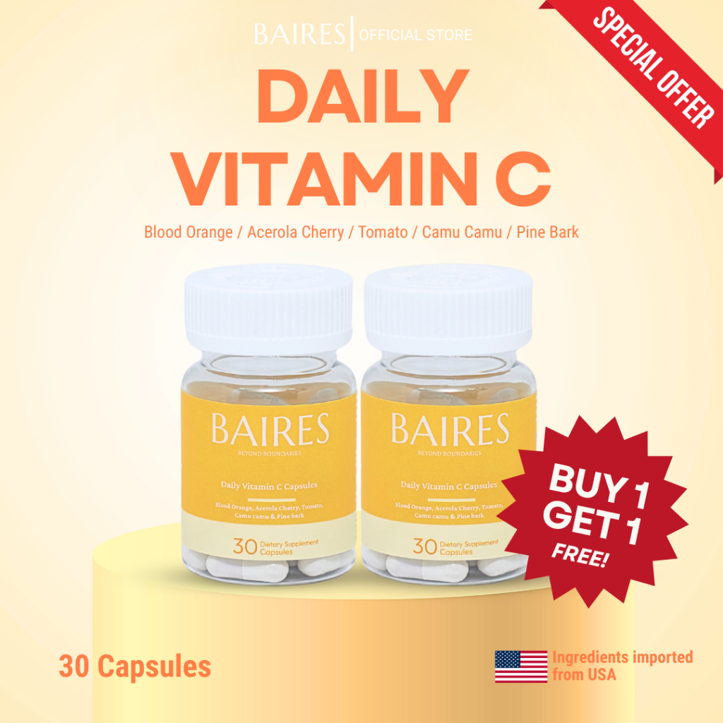 BAIRES โปร 1 แถม 1 BAIRES DAILY VITAMIN C วิตามินซี 30 แคปซูล