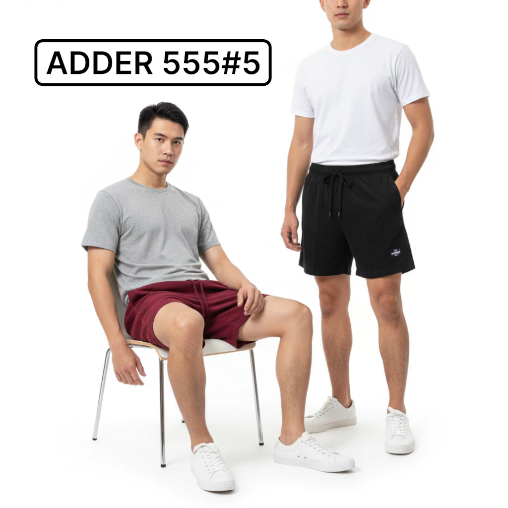 กางเกงขาสั้น ADDER ผ้าลูกฟูก รุ่น 555/5 เอวยืด มีเชือก ใส่สบาย พร้อมส่ง