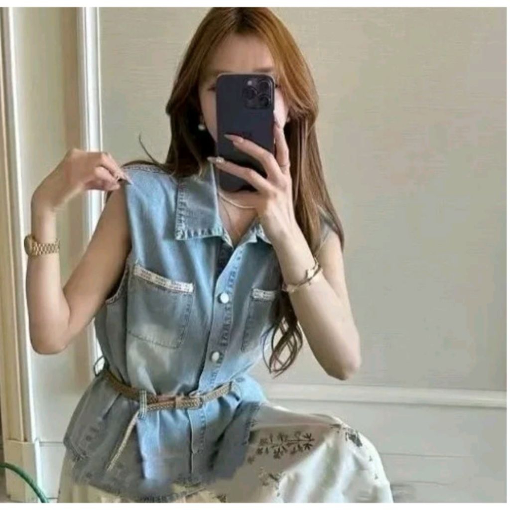 Cuty denim vest เสื้อยีนส์+เข็มขัด