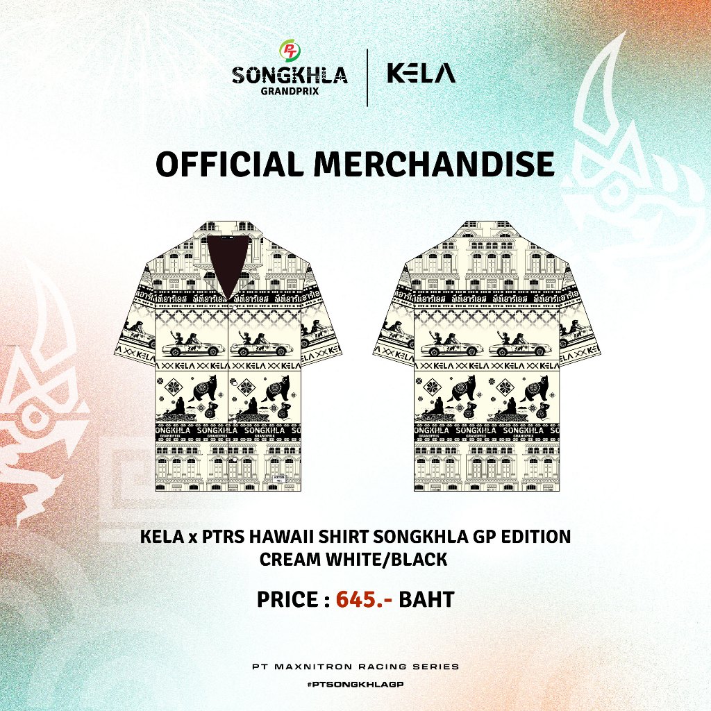 KELA x PTRS HAWAII SHIRT SONGKHLA GP EDITION - (CREAM WHITE/BLACK) เสื้อเชิ้ตฮาวาย สงขลา กรังปรีซ์ อิดิชั่น -(สีครีม/ดำ)