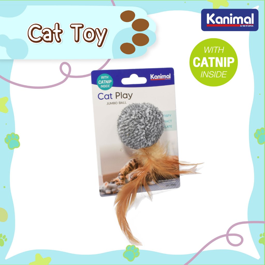 [97102] Kanimal Cat Toy ของเล่นแมว Jumbo Ball ลูกบอลจัมโบ้พันขน เล่นสนุก สำหรับแมวทุกสายพันธุ์ ขนาด 13x6 ซม.