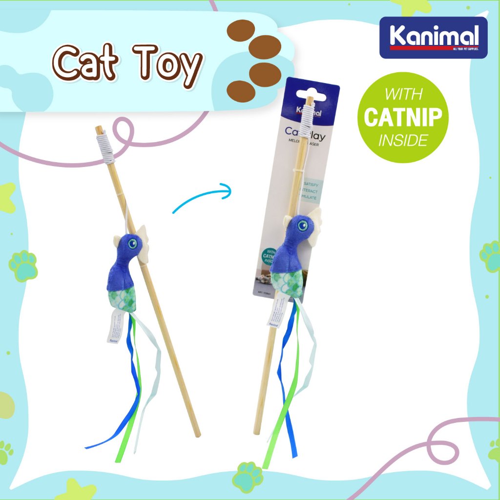 [113861] Kanimal Cat Teaser Toy ของเล่นแมว ไม้ล่อแมว รุ่น Melody Teaser นกพันเชือก 14 x 8.5 ซม. ยาว 40 ซม.