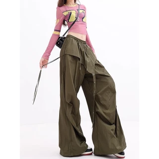 [Summer quick-drying fabric, sports wide-leg pants]กางเกงขากว้างสไตล์สตรีทลำลองสำหรับเล่นกีฬาเต้นรำผู้หญิง