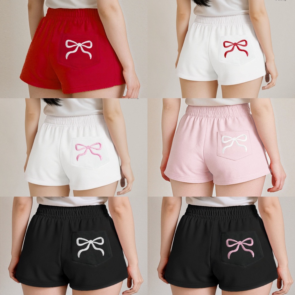 BABY BOW PANTS 🎀 กางเกงขาสั้น-ยาว ผู้หญิง กระเป๋าหลังปักโบว์ใหญ่ ผ้าเนื้อหนานุ่มมากๆ รูปที่ 3