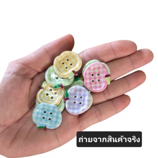10 ชิ้น เรซิ่นกระดุมลายตารางน่ารักๆ งานตกแต่งชิ้นงานDiy