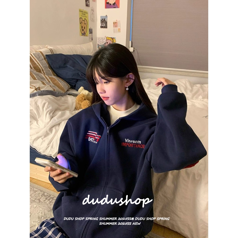 [Casual zipper camouflage trendy long-sleeved jacket]เสื้อแจ็คเก็ตซิปแขนยาวมีฮู้ดแฟชั่นลำลองสำหรับผู้หญิง