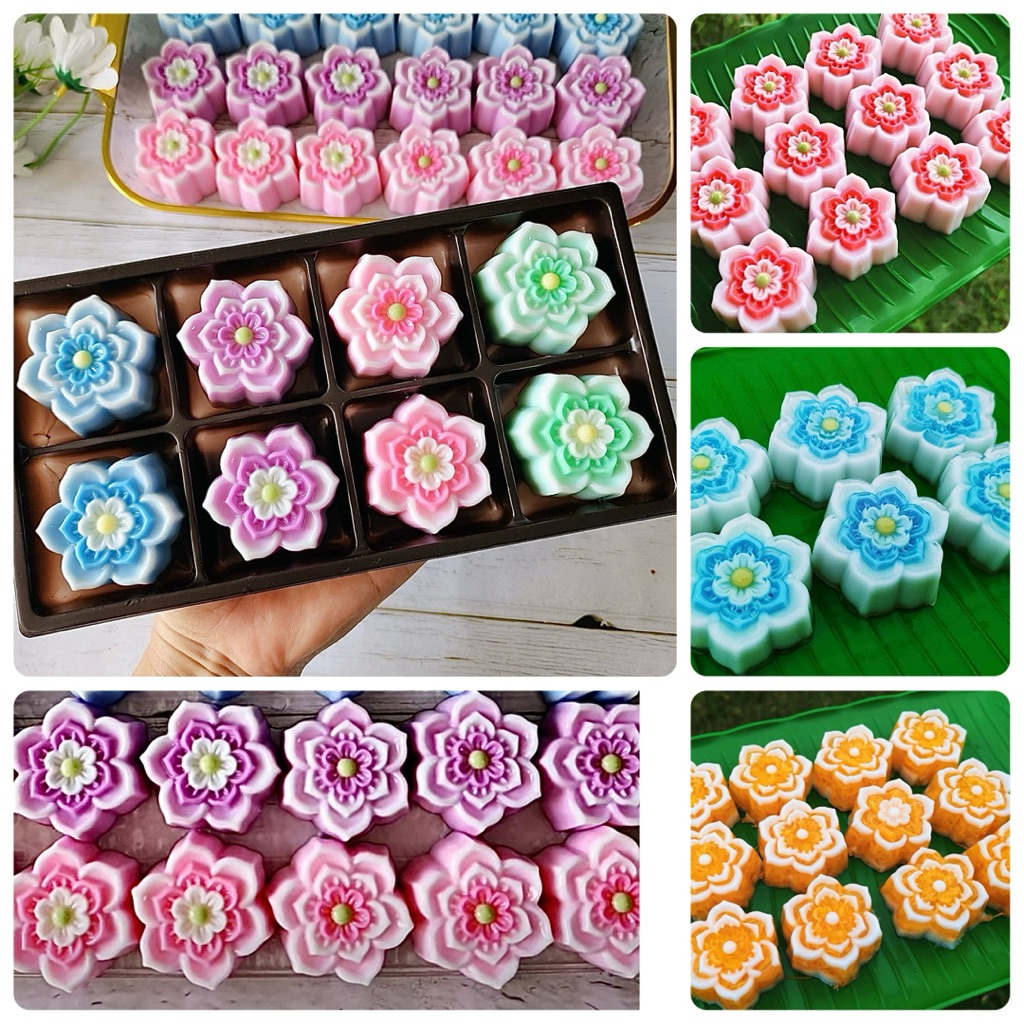 พิมพ์วุ้น -ขนมชั้น ลายดอกทับทิม  พิมพ์ซิลิโคนดอกทับทิม# รหัส6.4ขนาด5เซนต์ออกใหม่เนื้อมันลายคมชัด