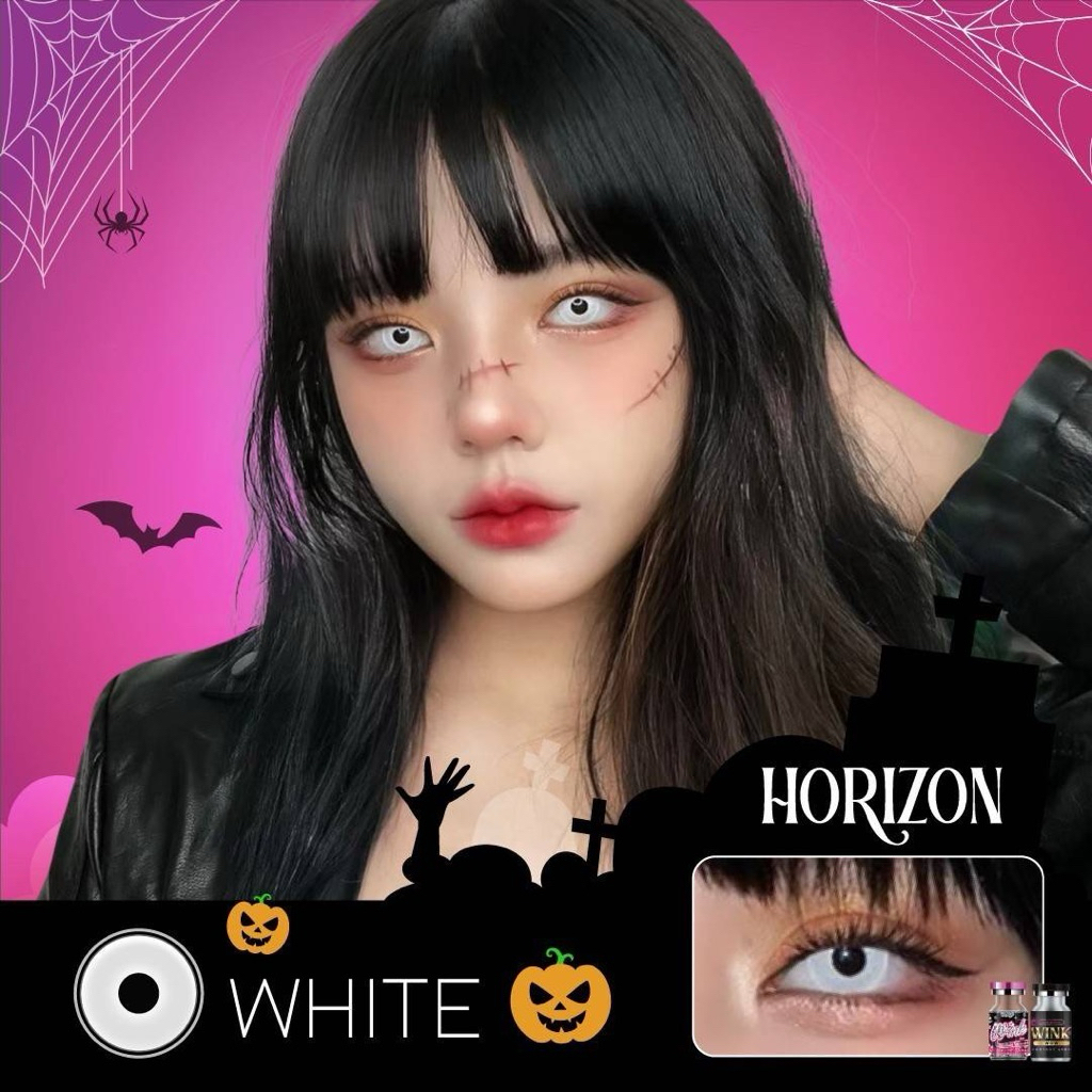 คอนแทคเลนส์Halloween Horizon white ตาขาวผี ☠️👻
