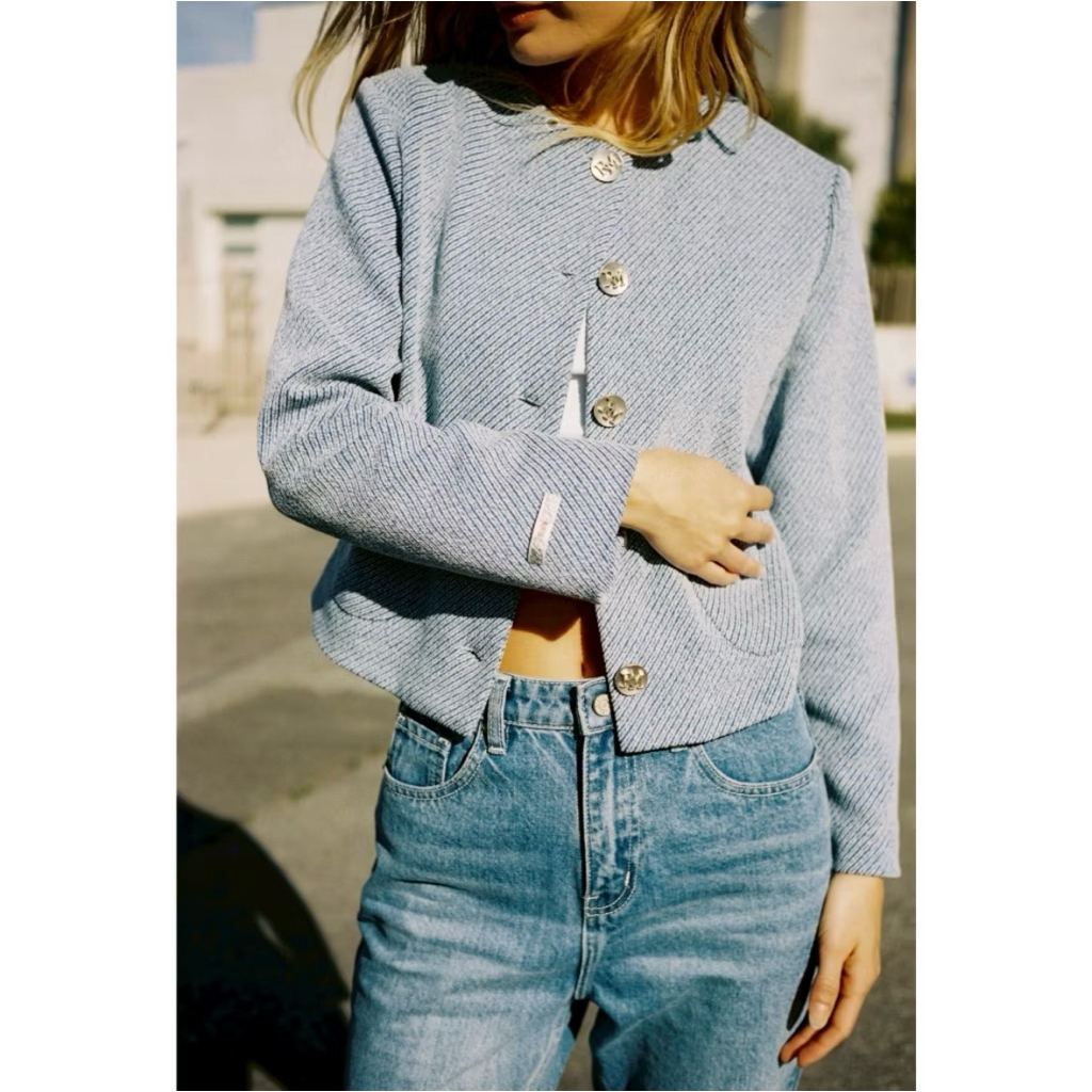 ส่งต่อ used like new✨Rally RM Button Jacket Size M🩵 Blue White