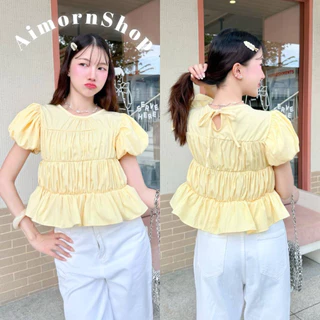 🔥aimorn_shop🔥เสื้อแขนตุ๊กตา แขนพอง แต่งสม็อคตัวพอง น่ารักๆ ลุคคุณหนูสุดๆ