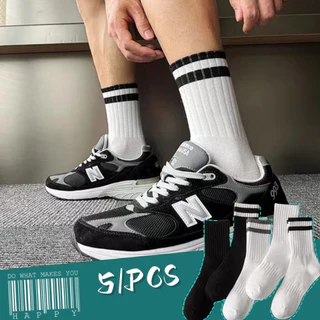 ผ้าฝ้าย ถุงเท้าผู้หญิง ระบายอากาศ สีพื้น ถุงเท้าผู้ชายลายทาง Solid Color Socks for Men Cute Socks for Women Cotton Socks