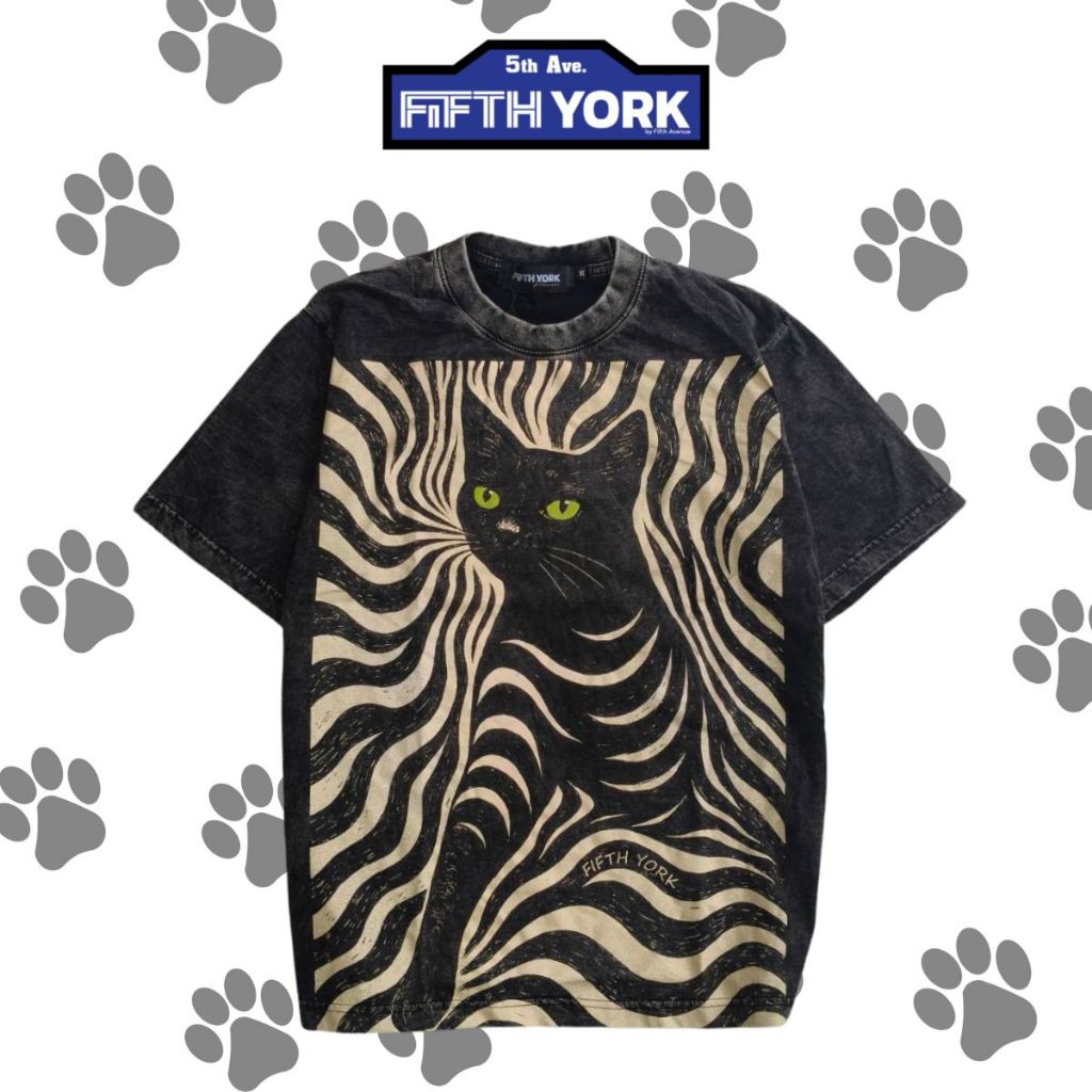 FifthYork Oversized T-shirt Vintage Fade  Vortex cat