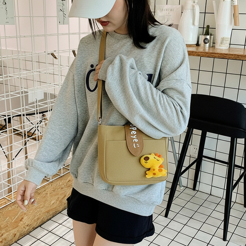 (มีส่งด่วน) tokyosellected(T1303) กระเป๋าสะพายข้างแฟชั่น มีเข็มกลัดให้ ราคา ถูกที่สุด ดีลบีเคเค แกลเลอรีภาพที่ 5