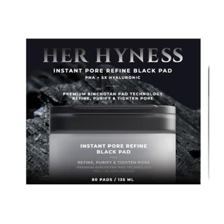 HER HYNESS INSTANT PORE REFINE BLACK PAD 135ML 80 SHEETS โทนเนอร์แพด ดำ 80 แผ่น