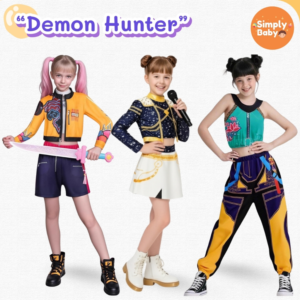 พร้อมส่ง! KPop Demon Hunters เดมอน ฮันเตอร์ ชุดคอสเพลย์เด็ก ชุดฮาโลวีน นักล่าปีศาจ