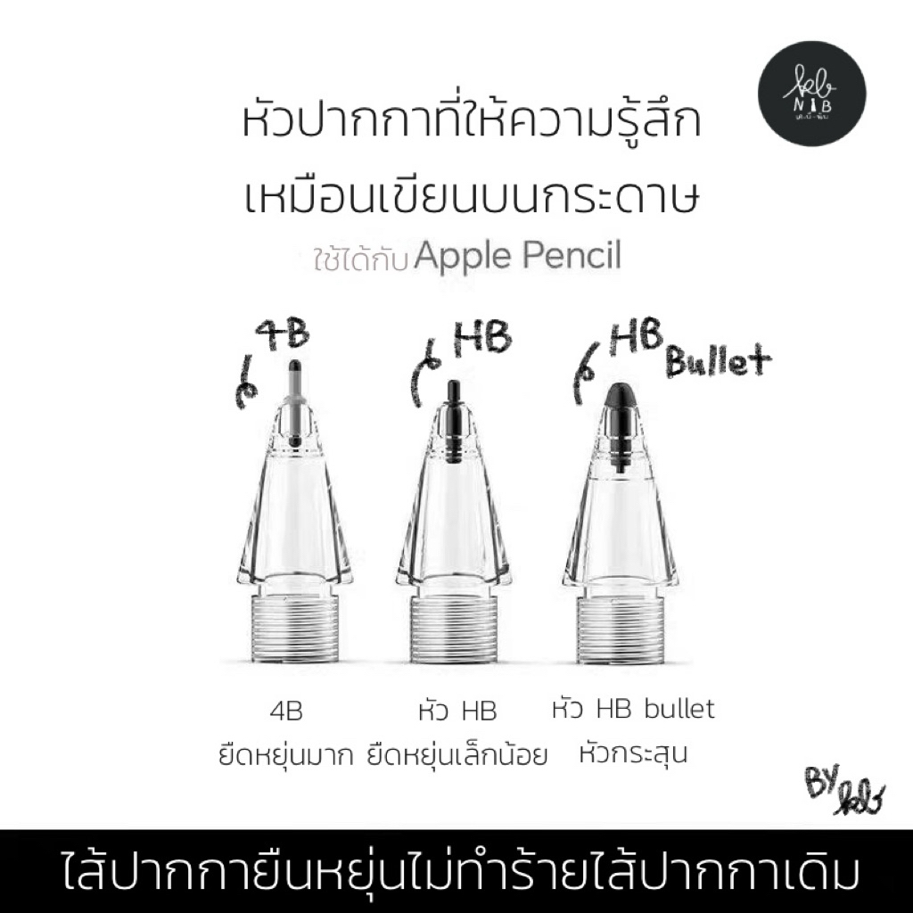 Kb Nib - หัวปากกา Apple Pencil (ใช้ได้ทั้ง1/2/pro) ปลายหัวปากกาเขียนIpad เซต 3ชิ้น
