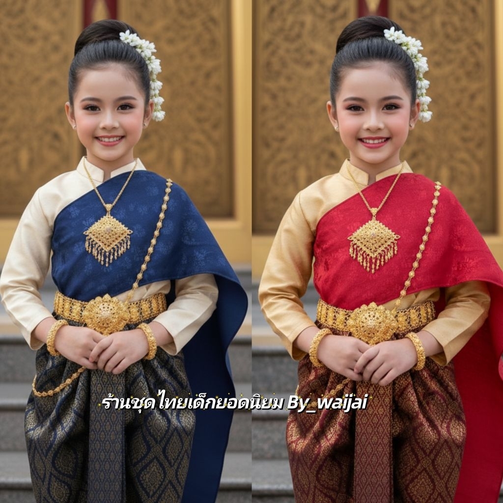 ชุดไทยเด็กหญิง ชุดไทยแม่เกสร งาน3ชิ้น งานสวยพรีเมี่ยม รูปที่ 5