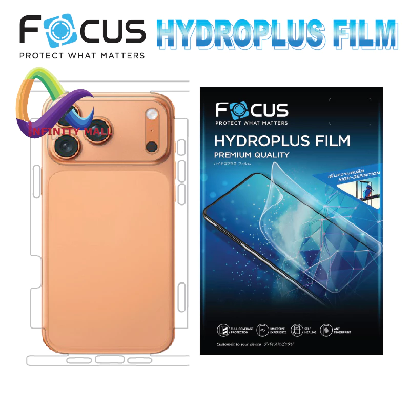 ฟิล์มหลังรอบเครื่อง ไฮโดรเจล โฟกัส สำหรับ iPhone 17 16 15 14 13 12 11 pro max / Air Focus hydroplus back hydrogel fim
