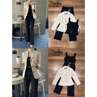 พร้อมส่ง เติม XS-2XL⚡️RM 8413 ชุดเซ็ตผู้หญิง ชุดสูทลุคCEOสาวท่านนึง โทนสีครีม สีดำ สุดหรู สูท+เสื้อ+ขายาว+เข็มขัด luxury