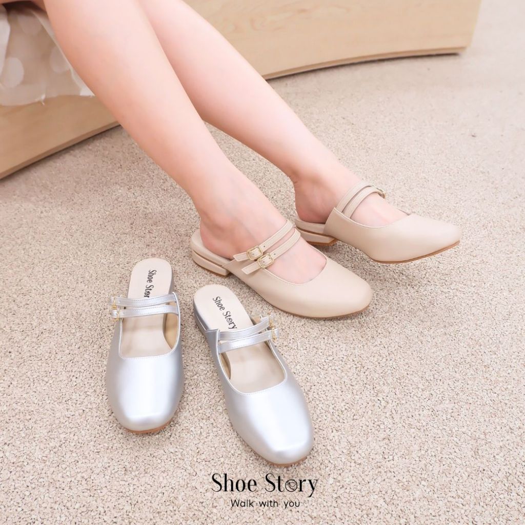 Shoe Story : รุ่น Mary Jane Groove รองเท้าแตะ ส้นเตี้ย เปิดส้น ทรงแมรี่เจน ใส่ง่าย ได้ทุกวัน