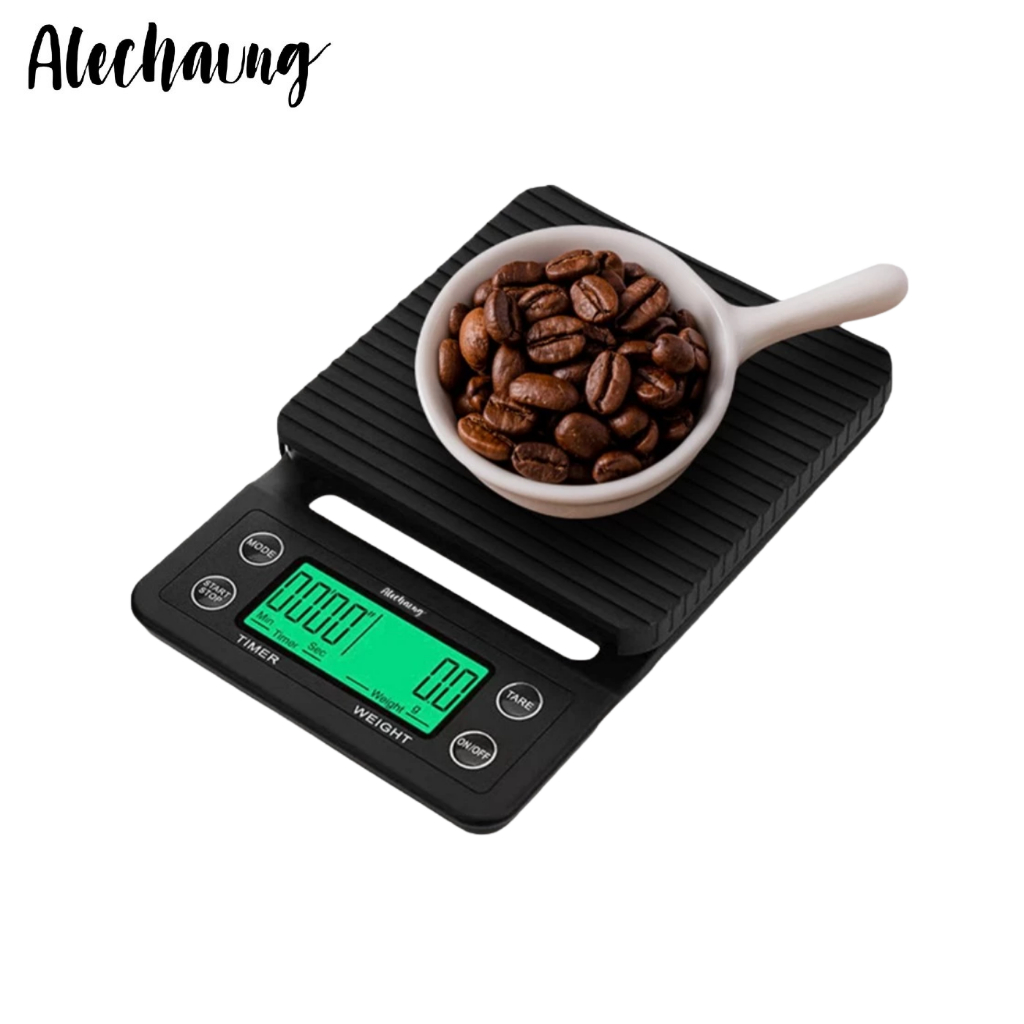 ตาชั่งดิจิตอล เครื่องชั่งดิจิตอล Coffee scale เครื่องชั่งกาแฟ ฟังก์ชั่นชดเชยน้ำหนัก 3Kg หน้าจอLED Alechaung coffee