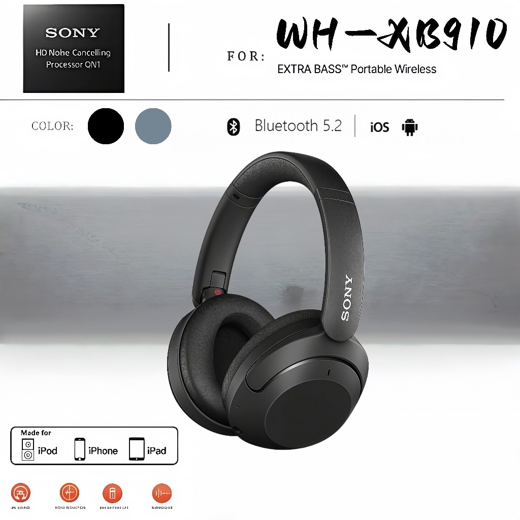 Sony XB9110N wireless Bluetooth headset – Comfortable headset, battery lasts up to 50 h , 10‑min quick charge for 4.5 h｜