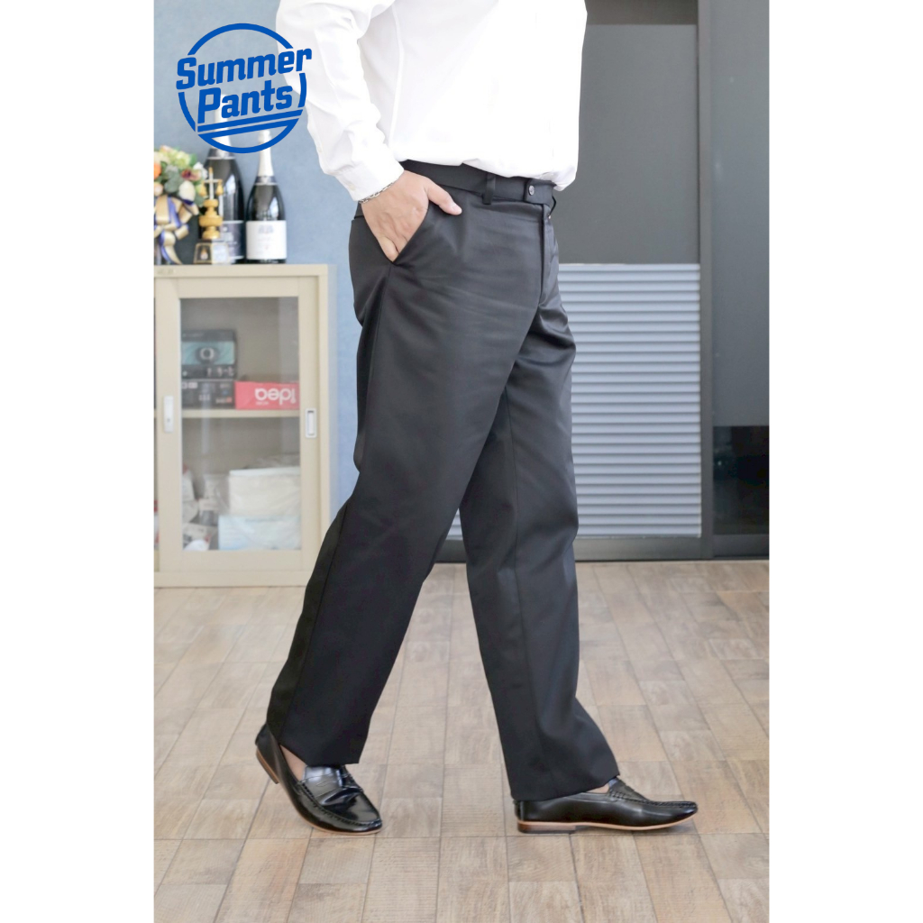 กางเกงสแล็คชาย ขากระบอกใหญ่ สีดำ ผ้ากำมะดิน size 28-44 นิ้ว
