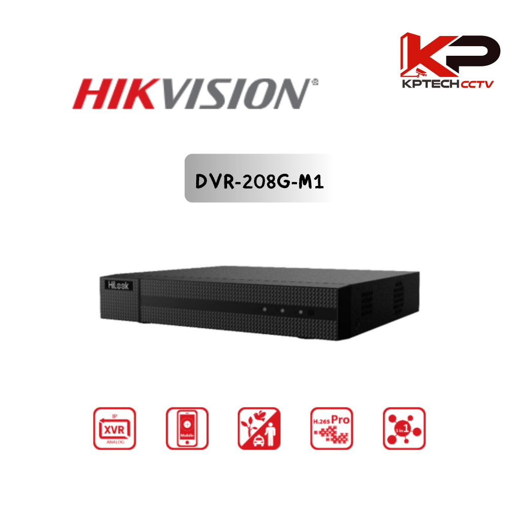 Hilook เครื่องบันทึกภาพกล้องวงจรปิด รุ่น DVR-208G-M1 8 ช่อง