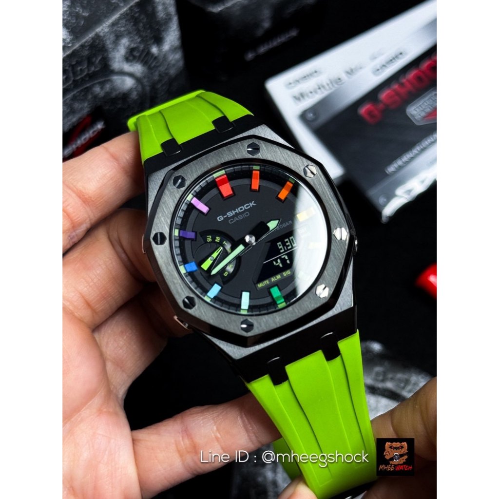 G-Shock Casioak AP Rainbow Black Green Lambo