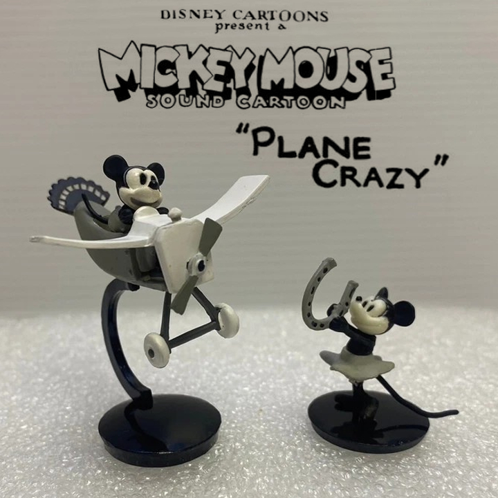 Tomy / Disney : "Plane Crazy" Mickey Minnie Mouse Mini Figures Set of 2 - Choco Egg - งานแท้ มือ1 ไม