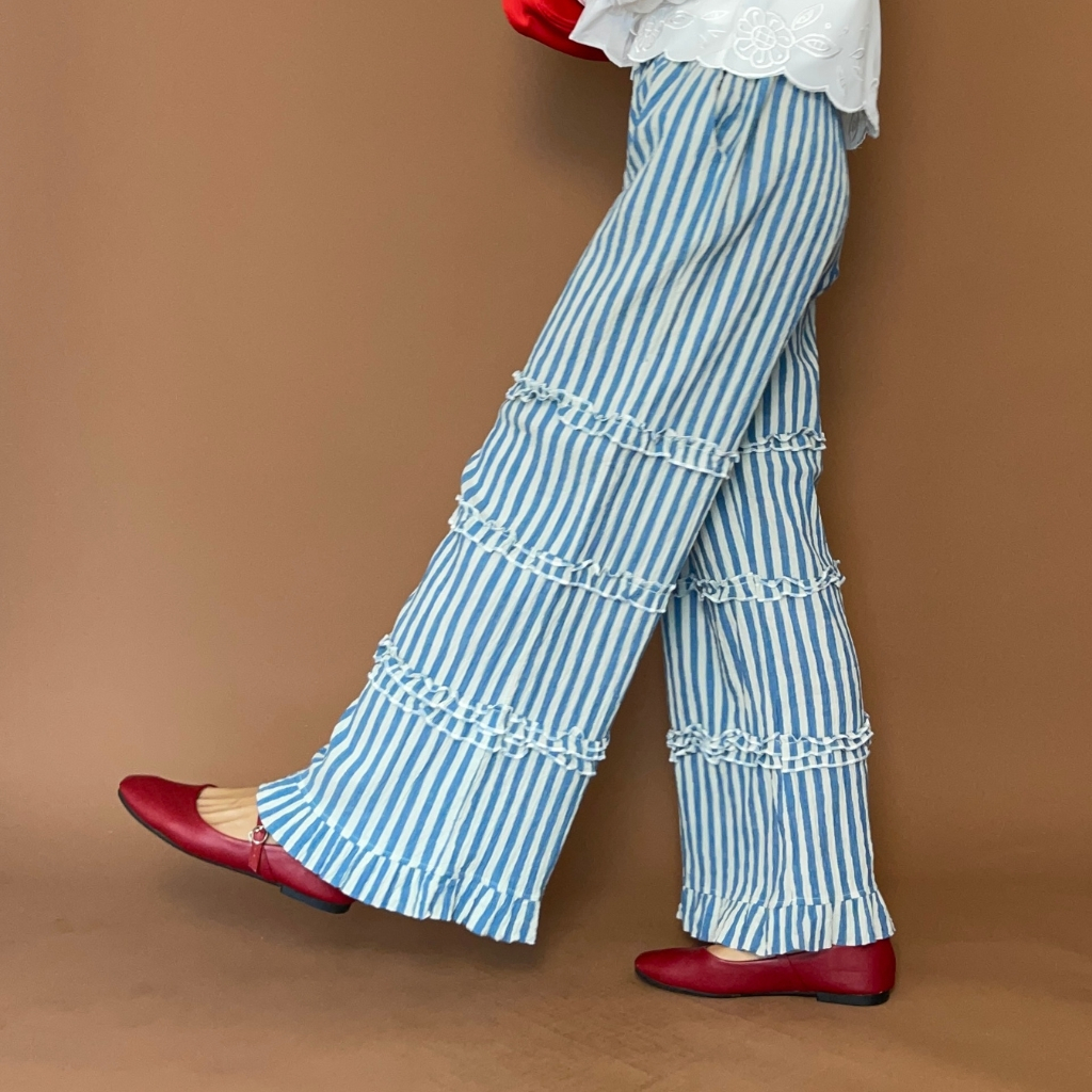 (S-3XL) CHAWY Srtip minimal pants C4607 กางเกงขายาว กางเกงขายาวลายทาง รูปที่ 6