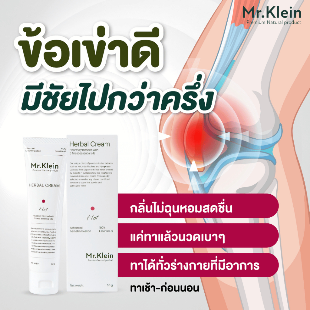 🔥ครีมนวดบรรเทาปวดเมื่อย"มิสเตอร์คลาย"ปวดหลัง ปวดไหล่ ออฟฟิศซินโดรม ไมเกรน ร้อนลึก กลิ่นหอม 50g.