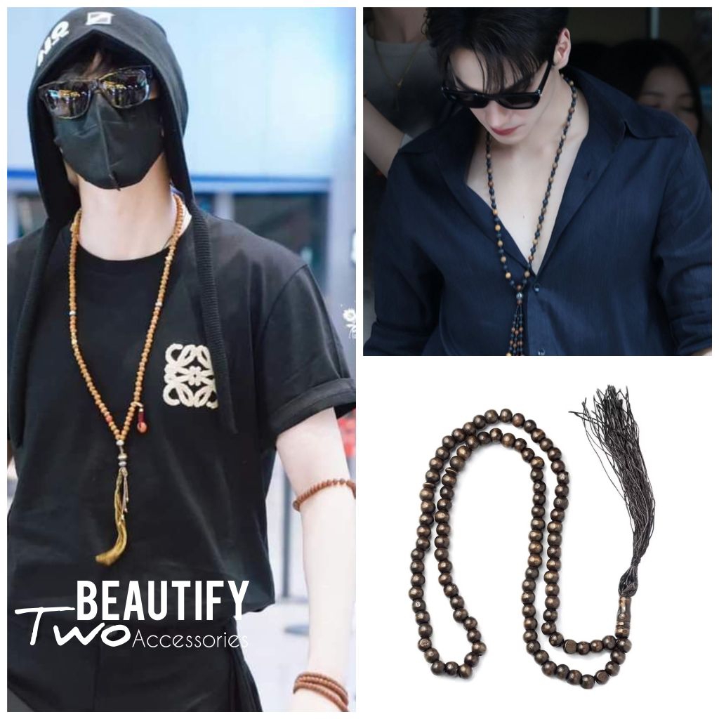 สร้อยคอลูกประคำไม้ขนาด 8มม.ยาว 66ซม.สไตล์พ่อครูความขลังและมนต์เสน่ห์ใส่เป็นสร้อยข้อมือก็ได้/