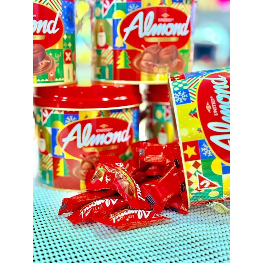 กินเพลิน✨192 กรัม อัลมอนต์เคลือบช็อกโกแลต United Almond รุ่นกระป๋อง - รูปที่ 2