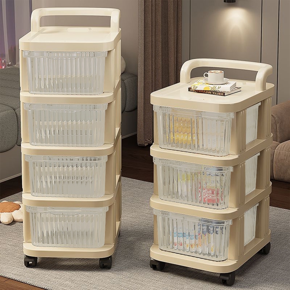 ชั้นวางของ รถเข็นลิ้นชักอเนกประสงค์ ลิ้นชักเก็บของ เก็บของแบบดึง พร้อมล้อเลื่อน+ที่จับ ในครัว ในห้องนอน ง่ายต่อการ COD