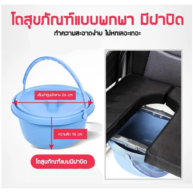 รถเข็นผู้ป่วย เก้าอี้รถเข็น รถเข็นรุ่นมาตรฐาน พับเก็บได้ ปรับได้ 6 ระดับ แข็งเเรง ผู้สูงอายุเก้าอี้รถเข็น วีลแชร์ - รูปที่ 2