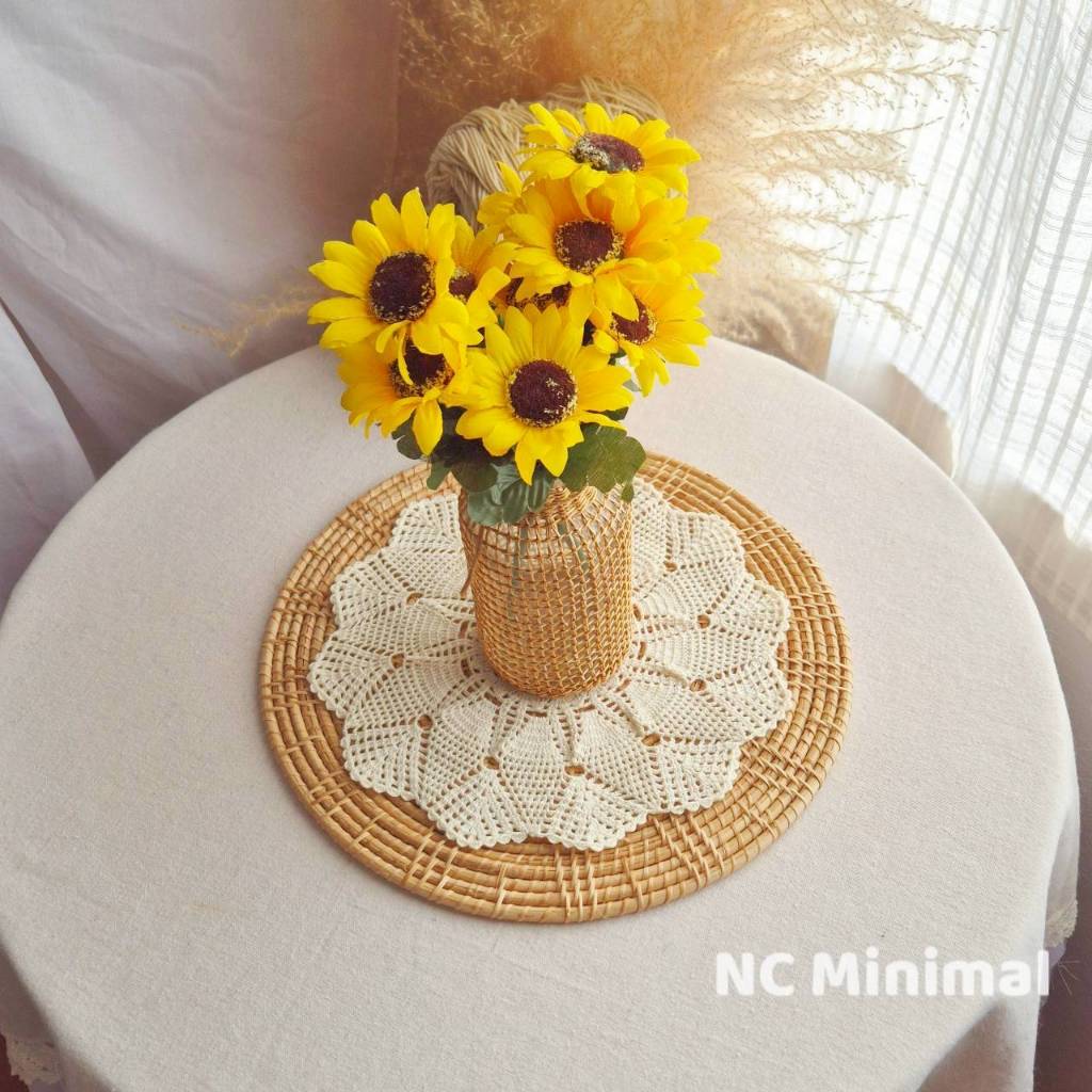 NC Minimal NCD3005L Crochet Doily Sunny 10" White / Cream 🚚 พร้อมส่ง ดอยลี่ ขนาด 10 นิ้ว ผ้ารองแจกัน ถักโครเชต์ แต่งบ้าน