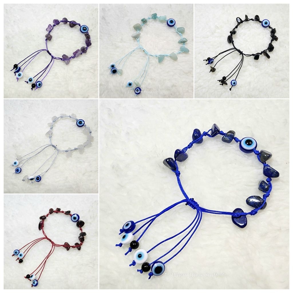 Cord Bracelet >> สร้อยข้อมือเชือกหินนำโชค EVIL EYE 🧿 ข้อมือเชือกสไตล์โบฮีเมียน กำไลหินมงคล หินแท้ เสริมพลัง ข้อมือสายมู