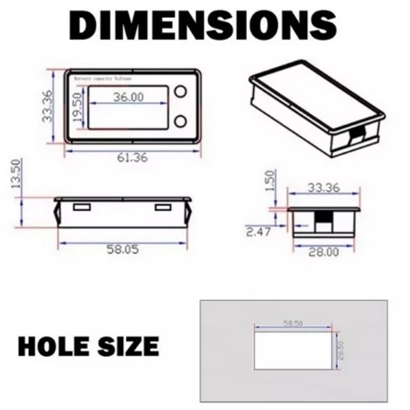 MOTOX DC 8V-72V แบตเตอรี่ความจุเกจจอภาพโวลต์มิเตอร์ Monitor หน้าจอ LCD ไฟฟ้าจำนวนเครื่องตรวจจับ - รูปที่ 4