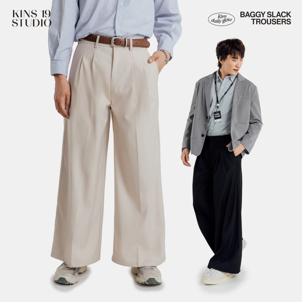 KINS 19 STUDIO | BAGGY SLACK TROUSERS กางเกงขากระบอกคินส์ [KN228]