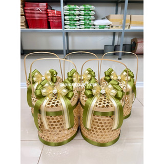 ชะลอมปิ่นโต พร้อมตกแต่ง งานโบว์ 2ชั้น